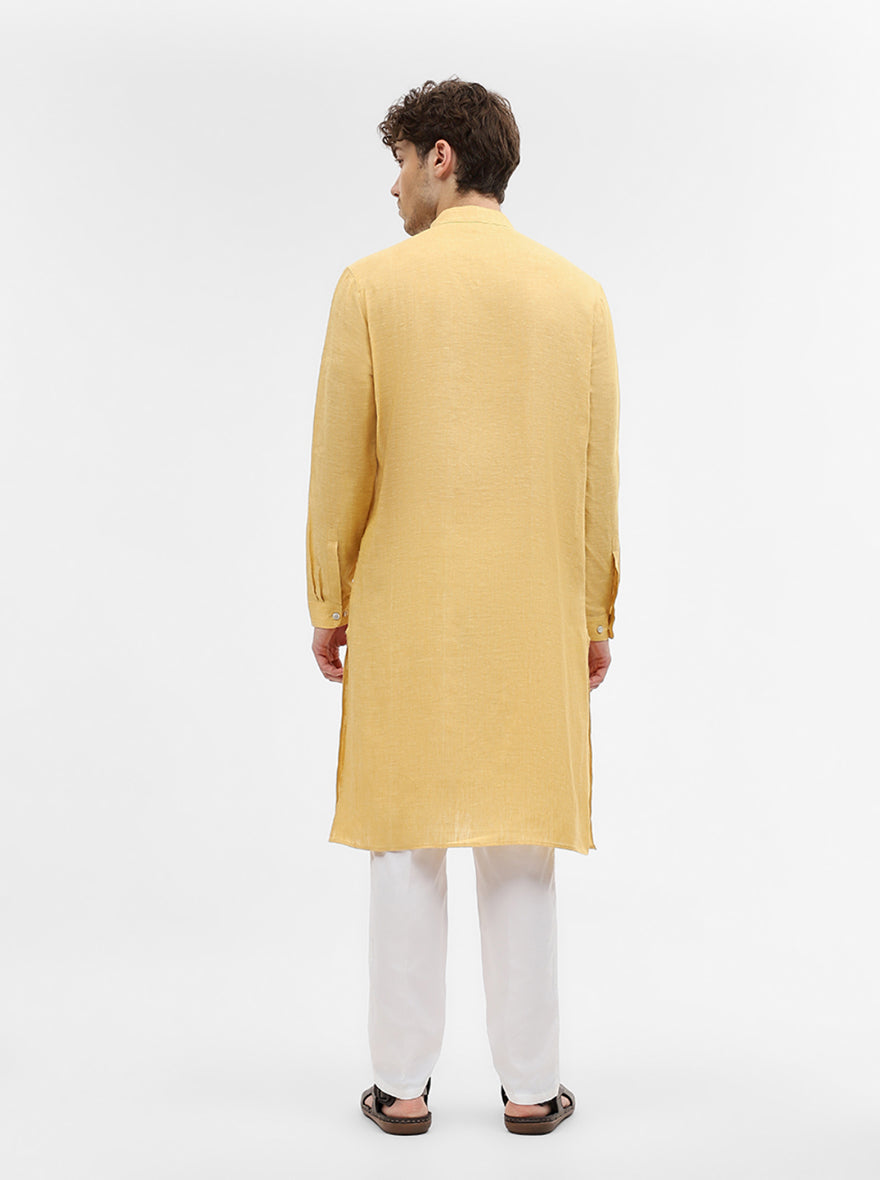 Yellow Solid Modi Kurta | JadeBlue