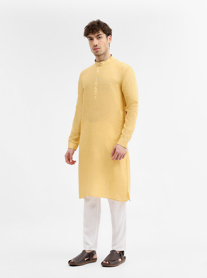 Yellow Solid Modi Kurta | JadeBlue