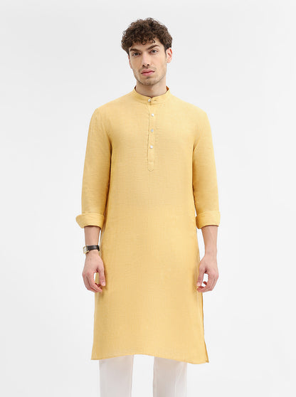 Yellow Solid Modi Kurta | JadeBlue