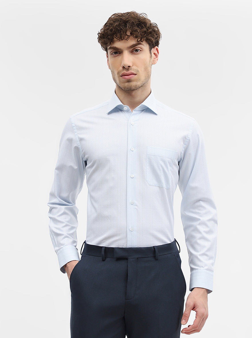 Blue Striped Slim Fit Formal Shirt | Metal