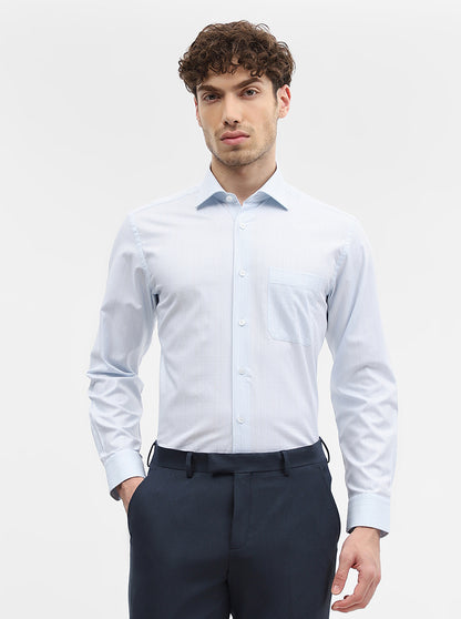 Blue Striped Slim Fit Formal Shirt | Metal