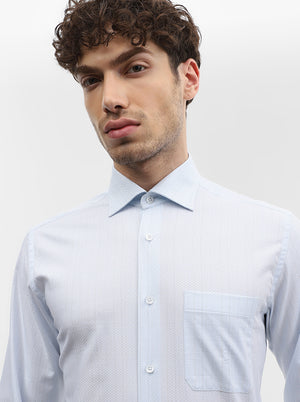 Blue Striped Slim Fit Formal Shirt | Metal