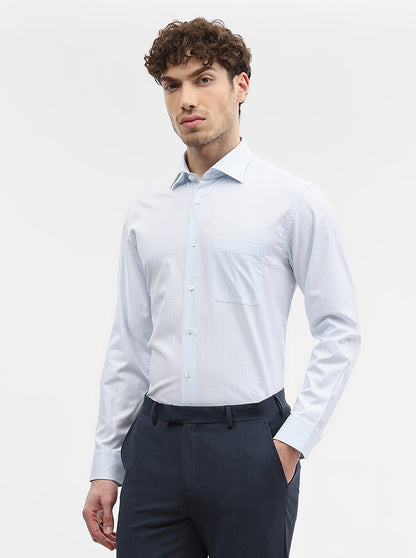 Blue Striped Slim Fit Formal Shirt | Metal