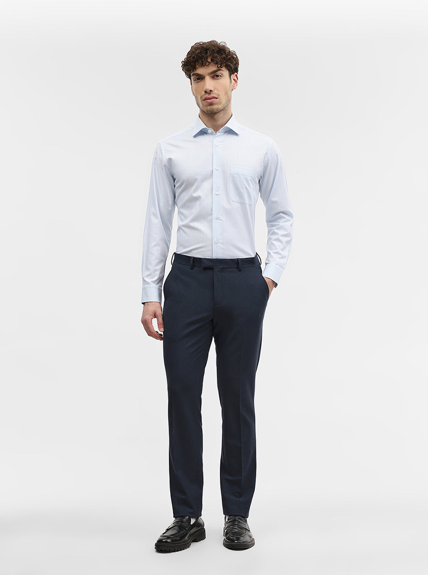 Blue Striped Slim Fit Formal Shirt | Metal
