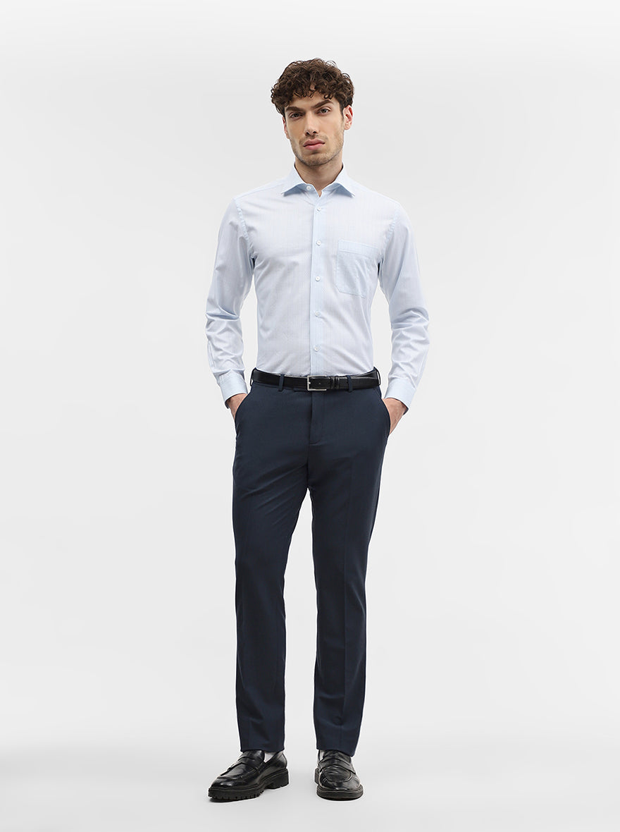 Blue Striped Slim Fit Formal Shirt | Metal