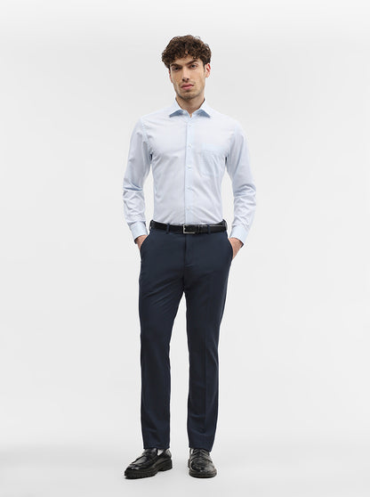 Blue Striped Slim Fit Formal Shirt | Metal