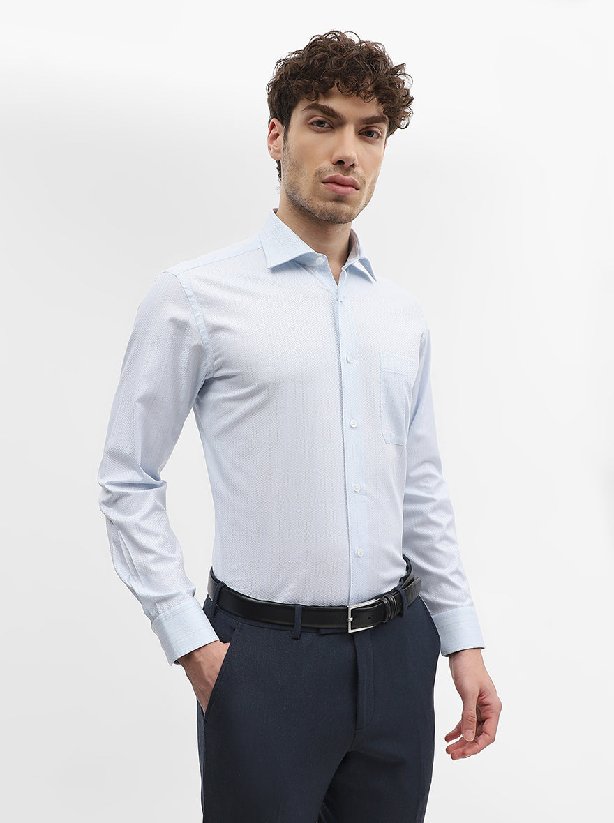 Blue Striped Slim Fit Formal Shirt | Metal