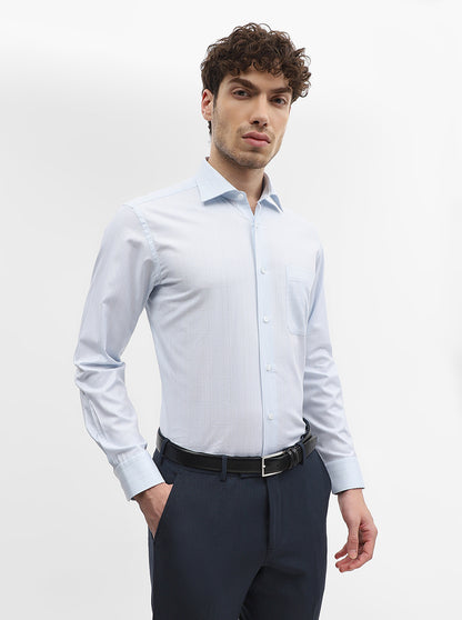 Blue Striped Slim Fit Formal Shirt | Metal