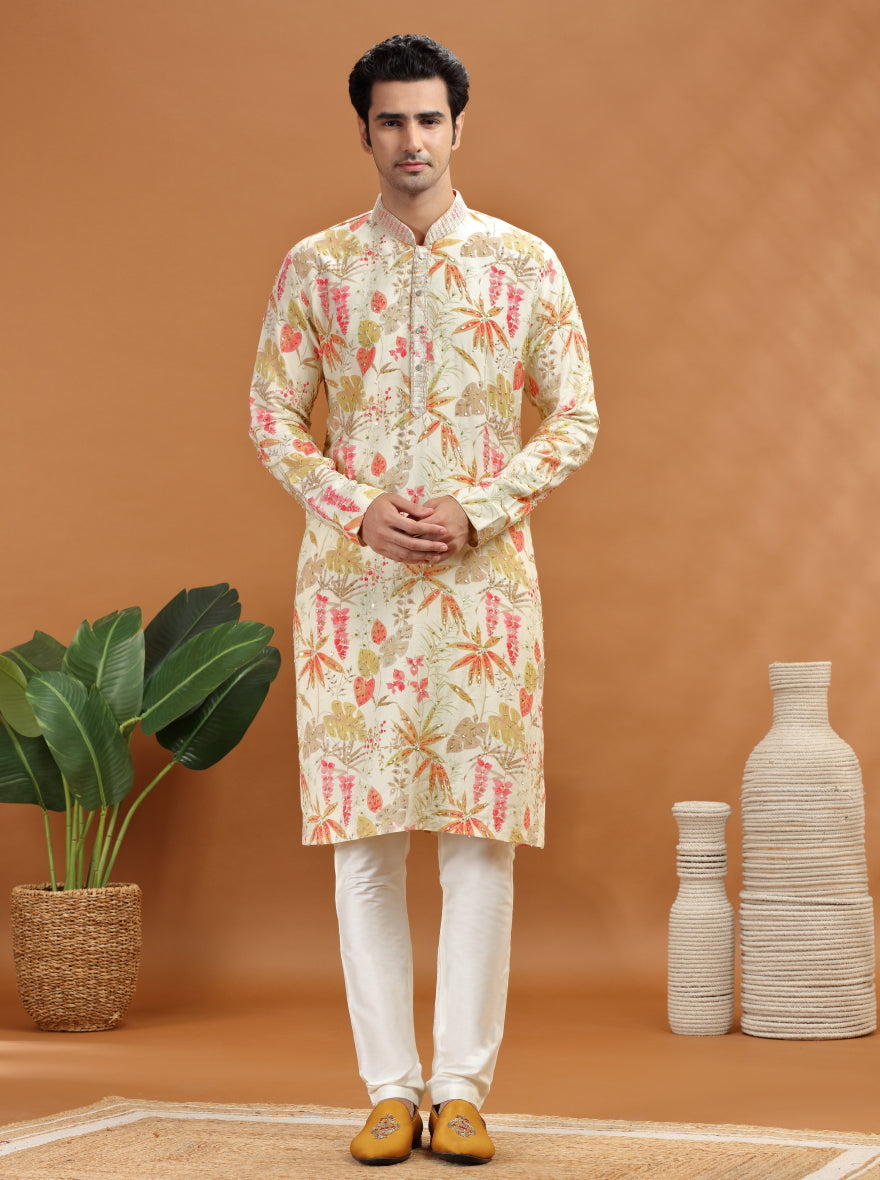 Cream Embroidered Kurta | TULA