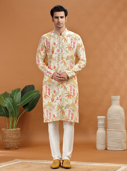 Cream Embroidered Kurta | TULA