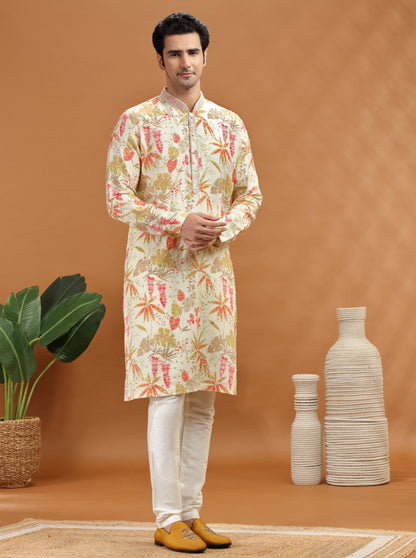 Cream Embroidered Kurta | TULA