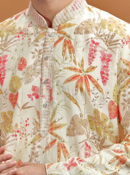 Cream Embroidered Kurta | TULA