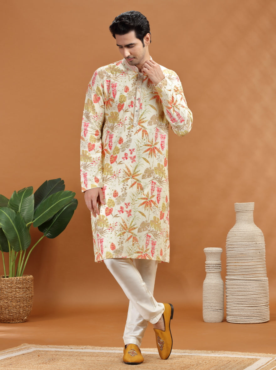 Cream Embroidered Kurta | TULA