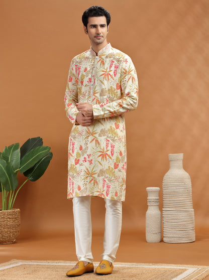 Cream Embroidered Kurta | TULA