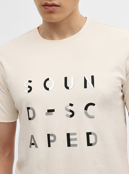 Off White Printed Slim Fit T-Shirt | JadeBlue