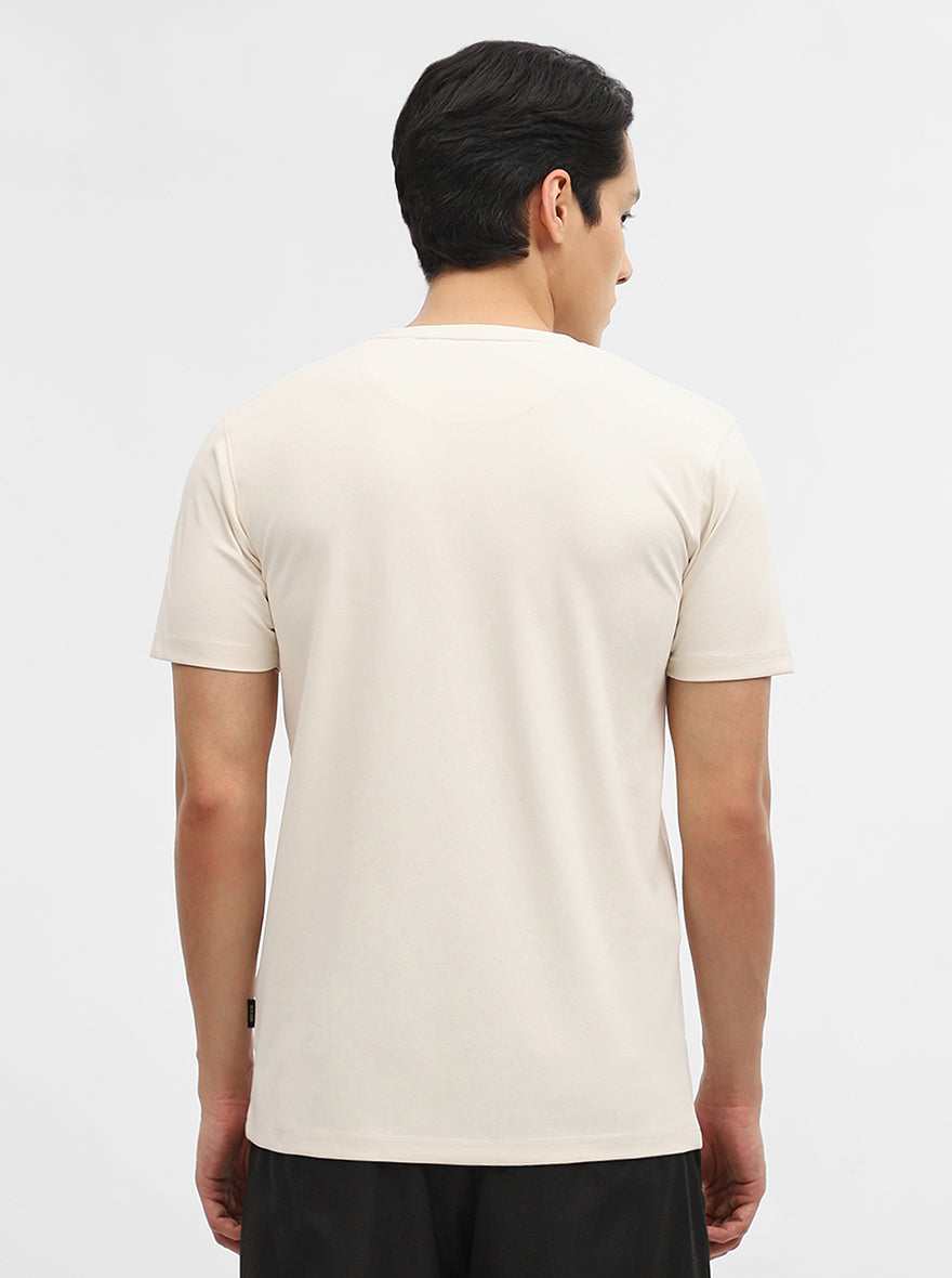 Off White Printed Slim Fit T-Shirt | JadeBlue