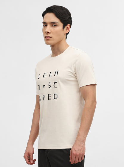 Off White Printed Slim Fit T-Shirt | JadeBlue