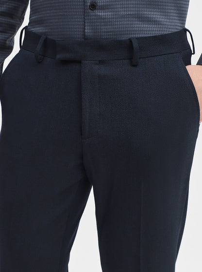 Blue Solid Super Slim Fit Formal Trouser | JadeBlue Youth