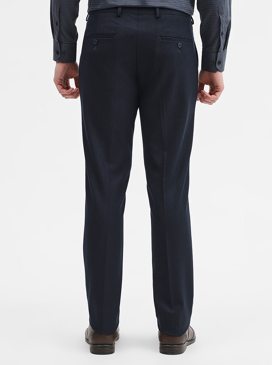 Blue Solid Super Slim Fit Formal Trouser | JadeBlue Youth