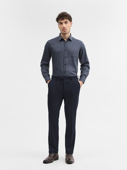 Blue Solid Super Slim Fit Formal Trouser | JadeBlue Youth