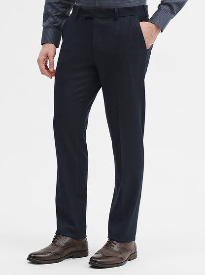 Blue Solid Super Slim Fit Formal Trouser | JadeBlue Youth