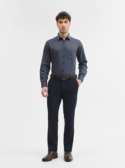 Blue Solid Super Slim Fit Formal Trouser | JadeBlue Youth
