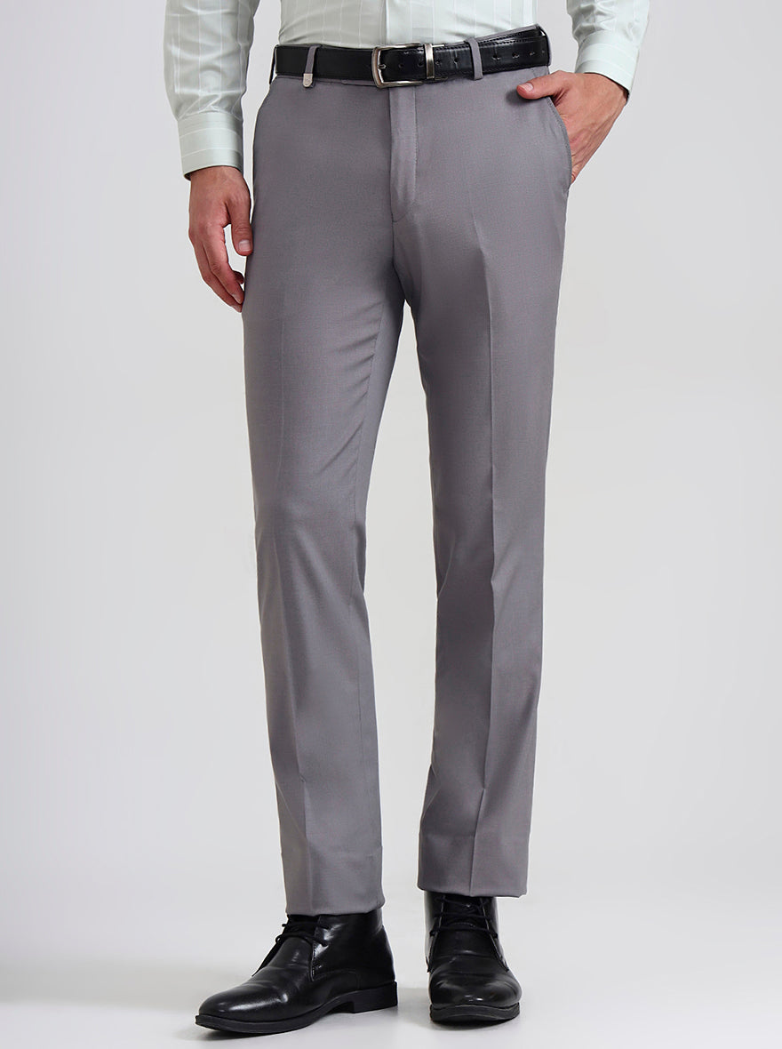 Blue & Maroon Solid Slim Fit Formal Trouser | JB Studio