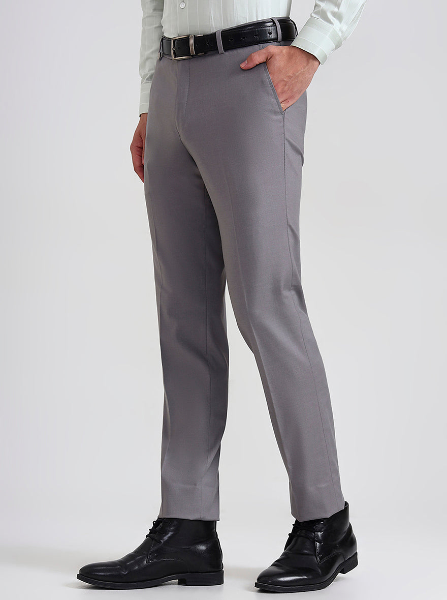 Blue & Maroon Solid Slim Fit Formal Trouser | JB Studio