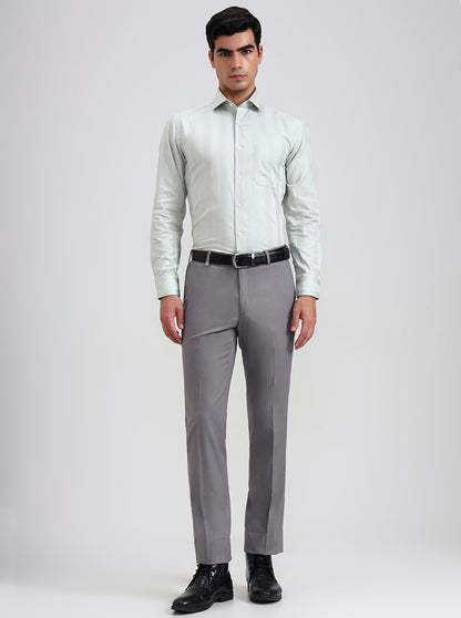 Blue & Maroon Solid Slim Fit Formal Trouser | JB Studio