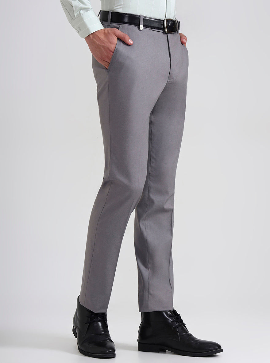 Blue & Maroon Solid Slim Fit Formal Trouser | JB Studio
