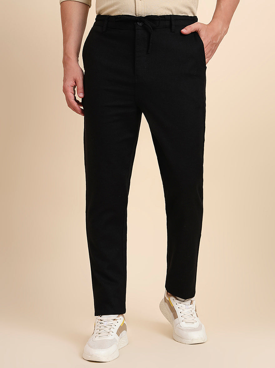 Black Solid Regular Fit Track Pant | JadeBlue