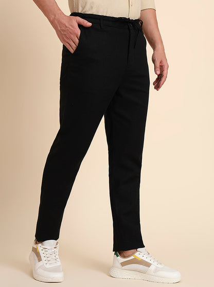 Black Solid Regular Fit Track Pant | JadeBlue