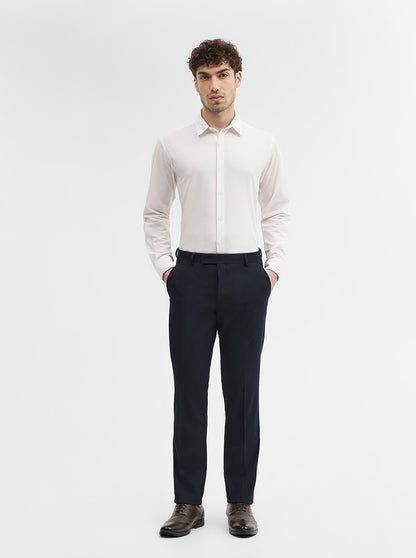 Navy Blue Solid Super Slim Fit Formal Trouser | Greenfibre