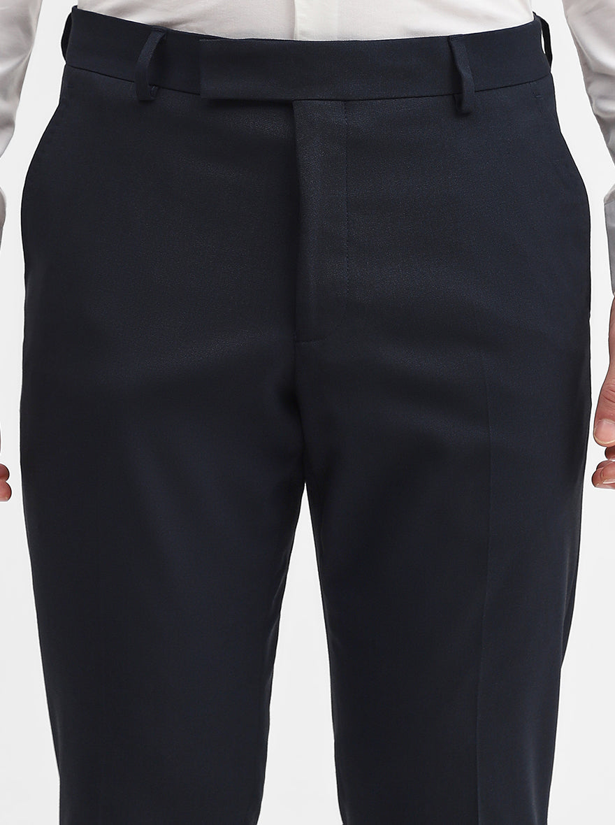Navy Blue Solid Super Slim Fit Formal Trouser | Greenfibre