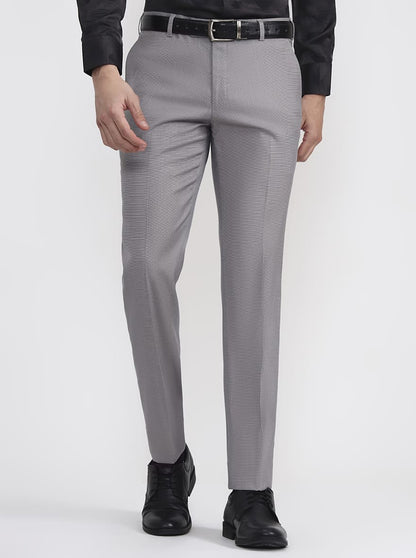 Light Grey Solid Regular Fit Formal Trouser | JadeBlue