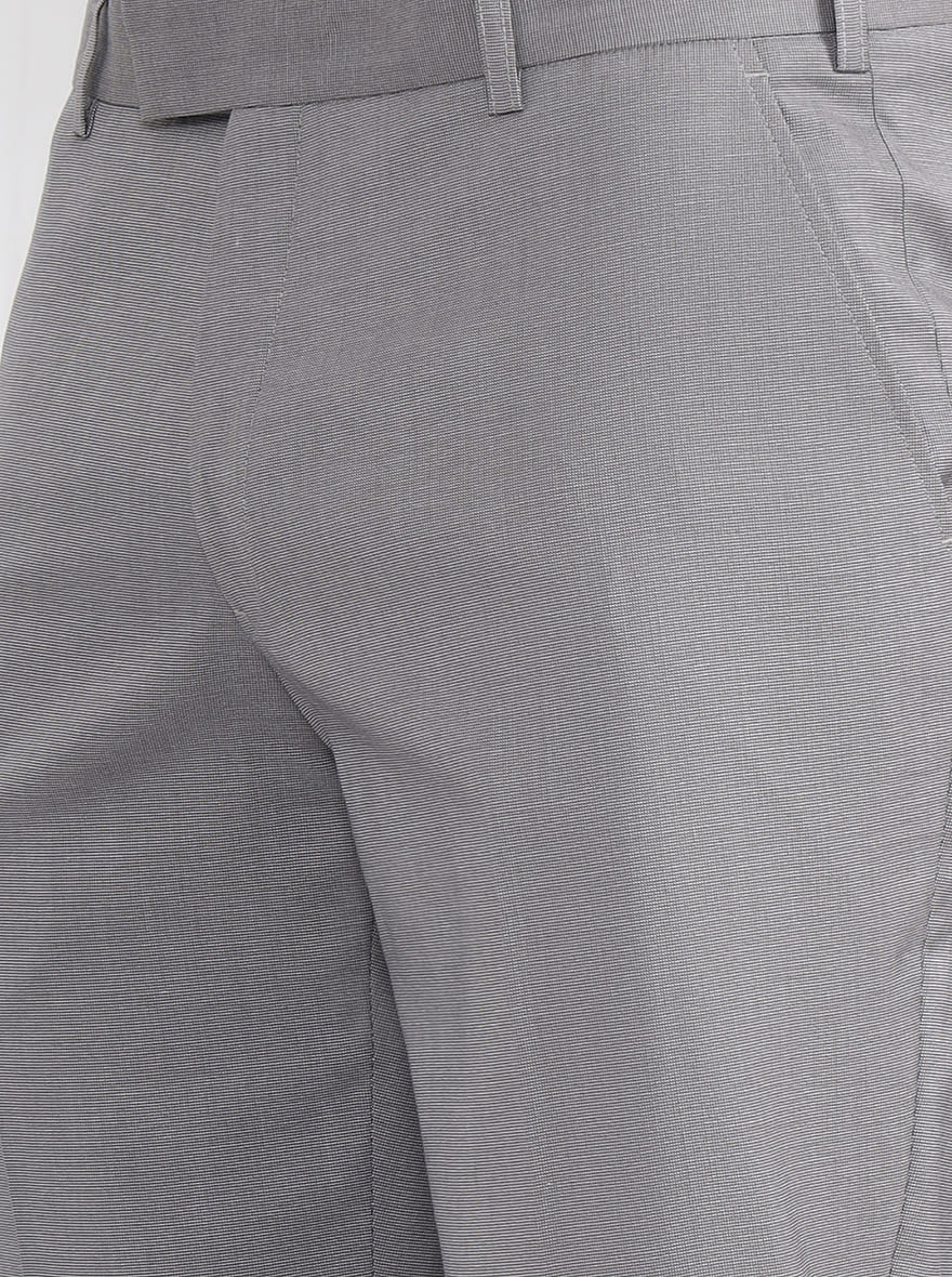 Light Grey Solid Regular Fit Formal Trouser | JadeBlue