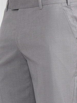 Light Grey Solid Regular Fit Formal Trouser | JadeBlue