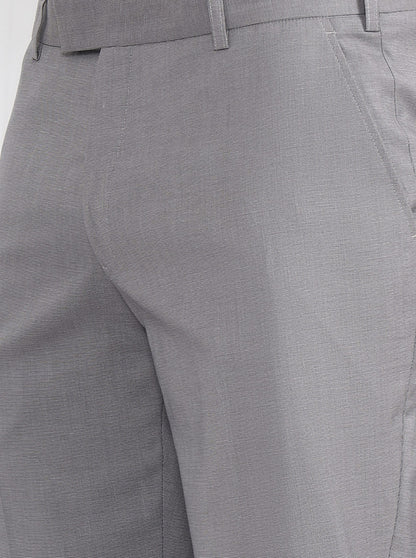 Light Grey Solid Regular Fit Formal Trouser | JadeBlue