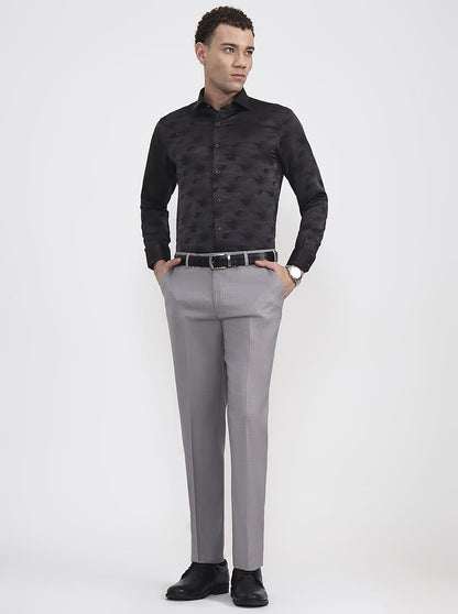 Light Grey Solid Regular Fit Formal Trouser | JadeBlue