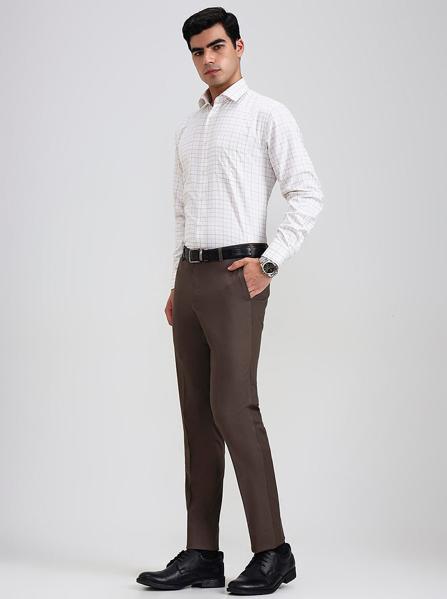 Blue & Maroon Checked Slim Fit Formal Trouser | JB Studio