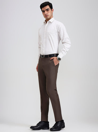 Blue & Maroon Checked Slim Fit Formal Trouser | JB Studio