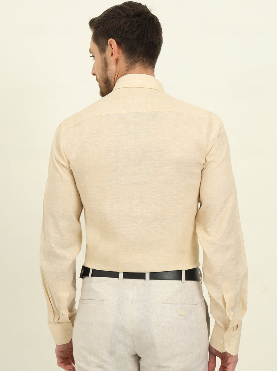 Light Peach Solid Regular Fit Formal Shirt | JadeBlue