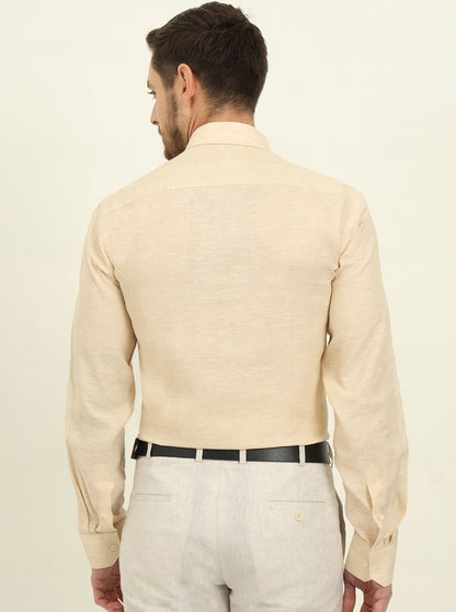 Light Peach Solid Regular Fit Formal Shirt | JadeBlue