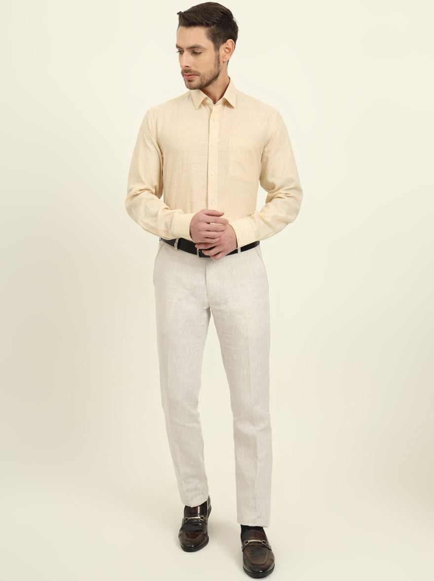 Light Peach Solid Regular Fit Formal Shirt | JadeBlue