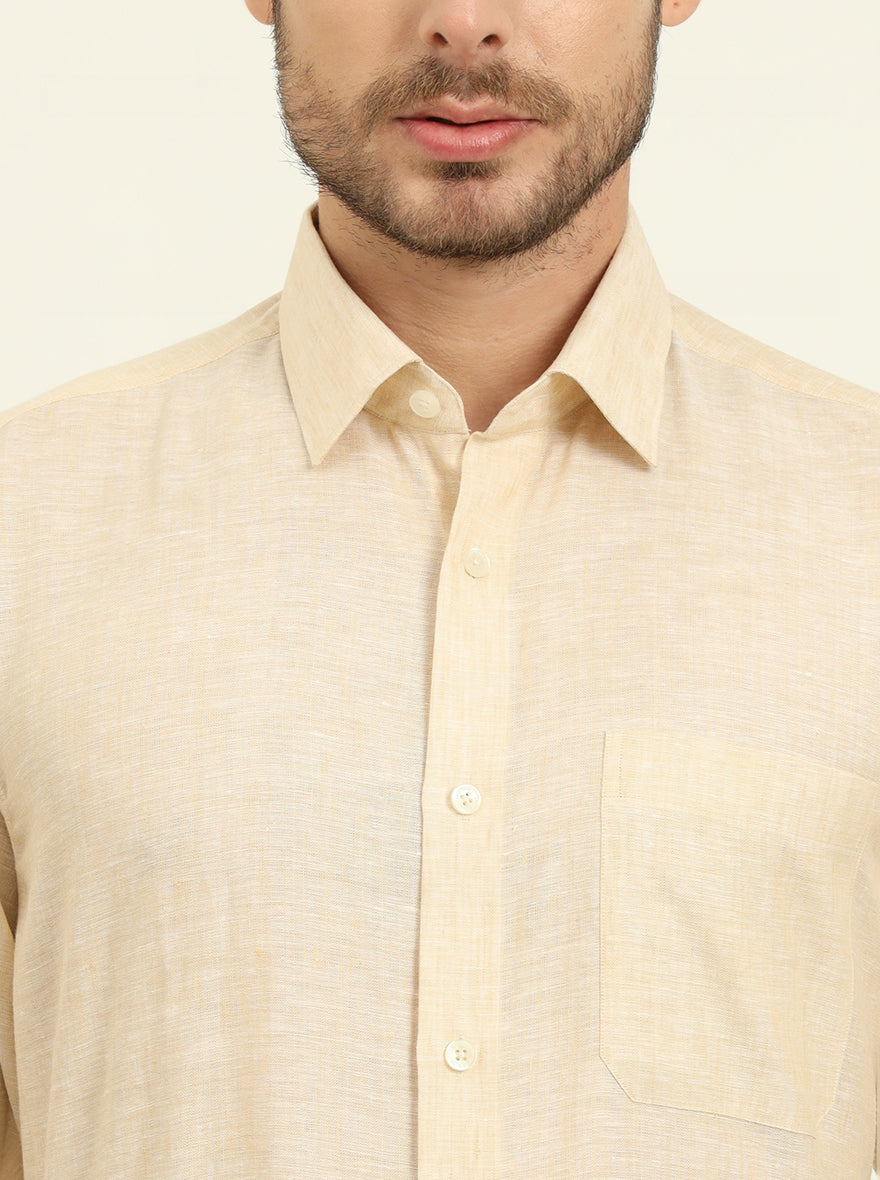 Light Peach Solid Regular Fit Formal Shirt | JadeBlue