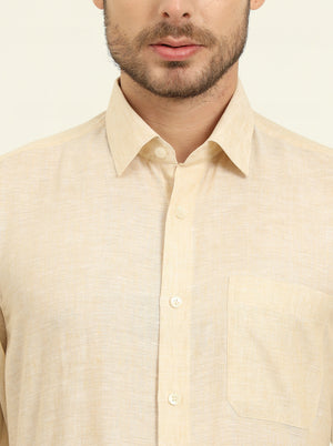 Light Peach Solid Regular Fit Formal Shirt | JadeBlue