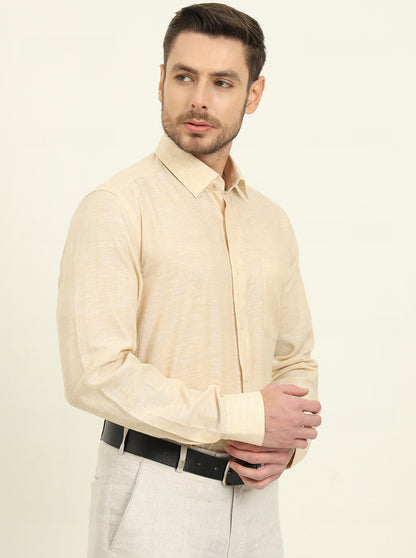 Light Peach Solid Regular Fit Formal Shirt | JadeBlue