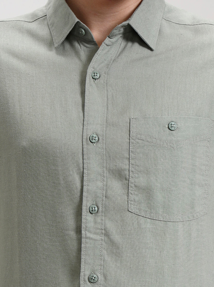 Pista Solid Slim Fit Casual Shirt | JadeBlue