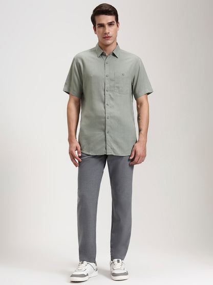 Pista Solid Slim Fit Casual Shirt | JadeBlue