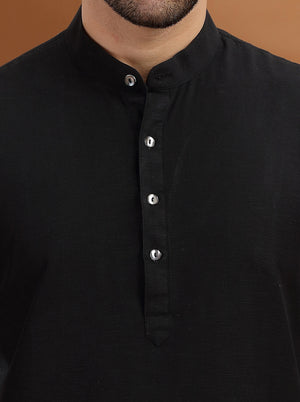 Black Solid Modi Kurta | JadeBlue
